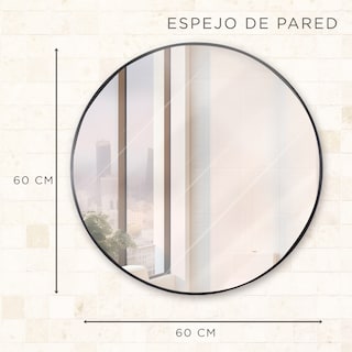 Foto 5 | Espejo Redondo Gravita con Marco de Aluminio Negro Mate 60 cm