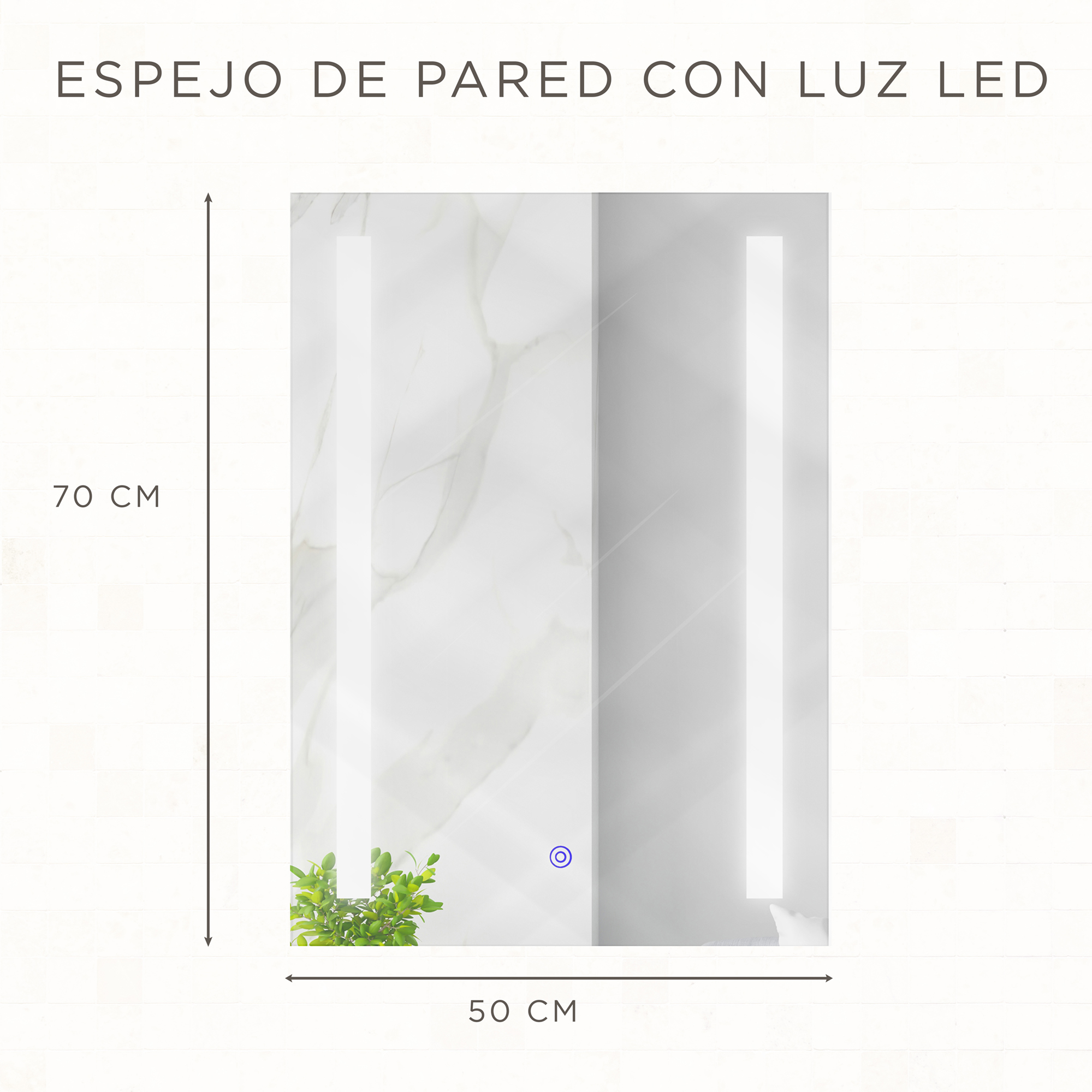 Foto 7 pulgar | Espejo Rectangular Gravita con Luz Led