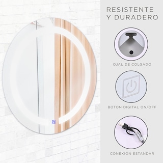 Foto 4 | Espejo Redondo con Luz Led Gravita 60 cm