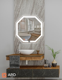 Foto 5 | Espejo Octagonal Led ARD con Detalles Grabados al Láser 60 cm