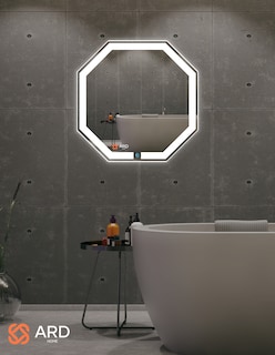 Foto 6 | Espejo Octagonal Led ARD con Detalles Grabados al Láser 60 cm
