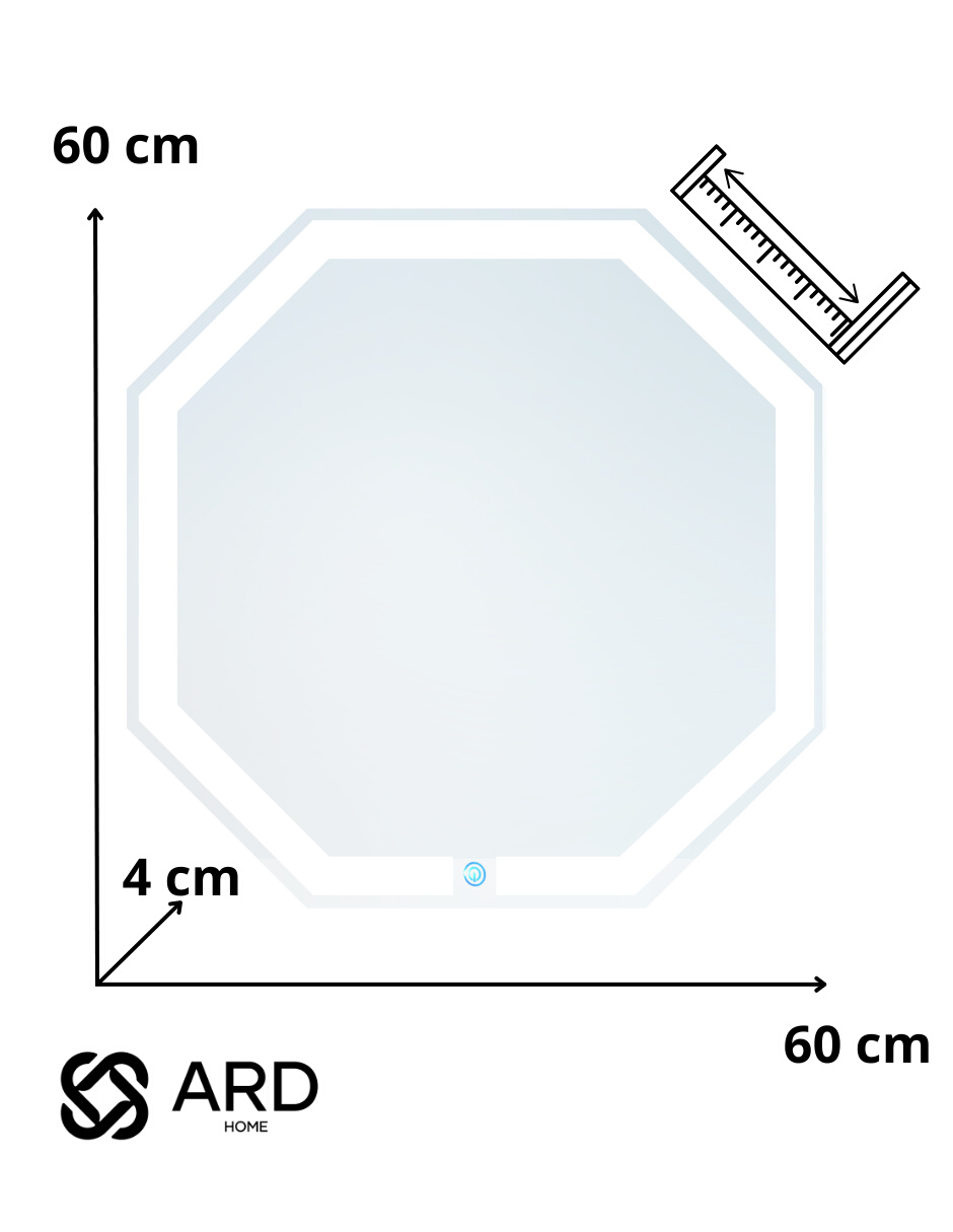 Foto 9 pulgar | Espejo Octagonal Led ARD con Detalles Grabados al Láser 60 cm