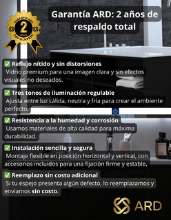 Foto 7 | Espejo Led ARD Glanz Luminous Capsule 60 x 52 con luz LED Ajustable