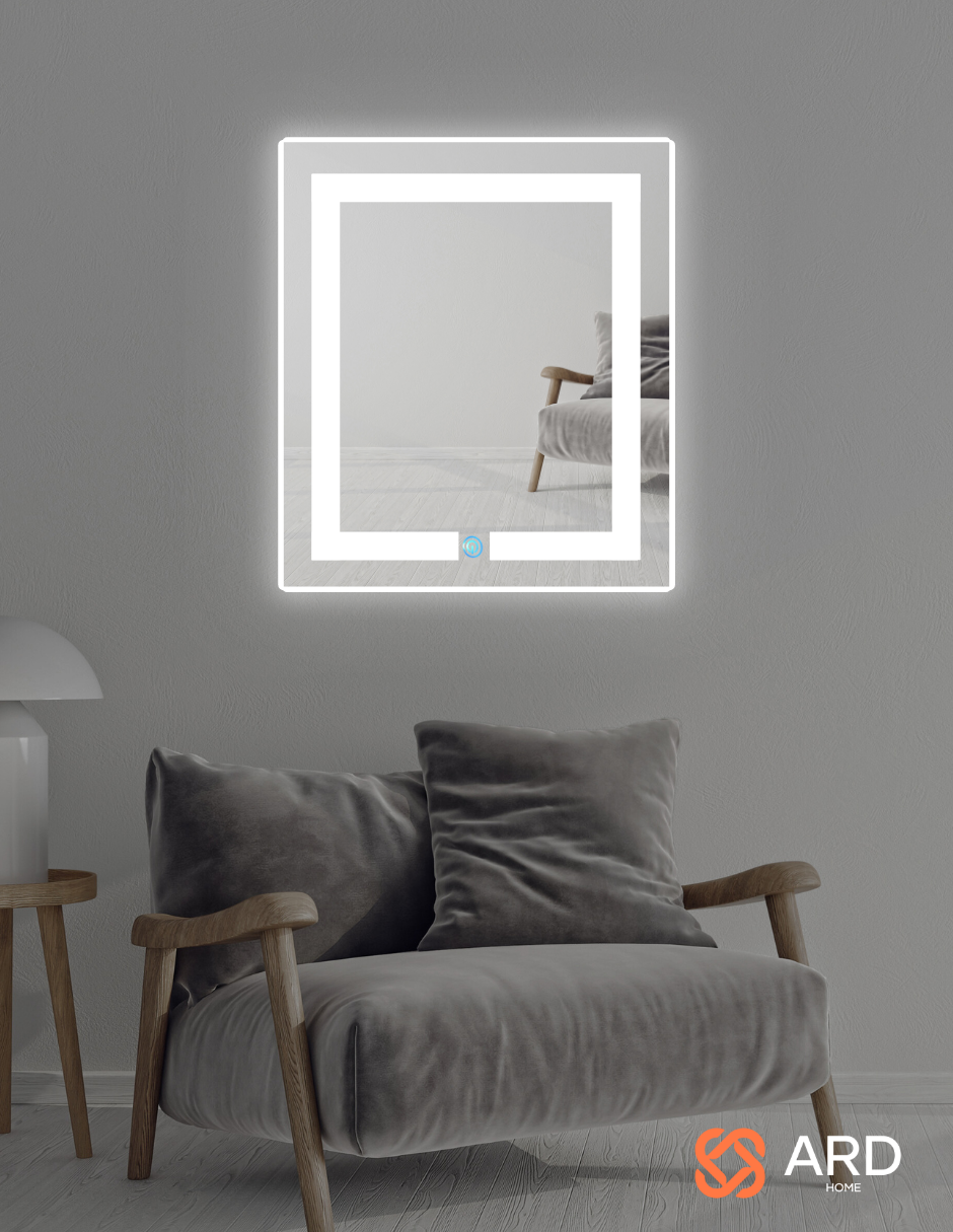 Foto 4 pulgar | Espejo Rectangular Led ARD con Detalles Grabados al Láser 60 X 52 cm