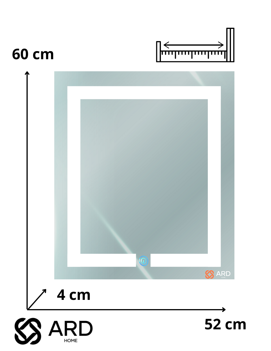 Foto 9 pulgar | Espejo Rectangular Led ARD con Detalles Grabados al Láser 60 X 52 cm