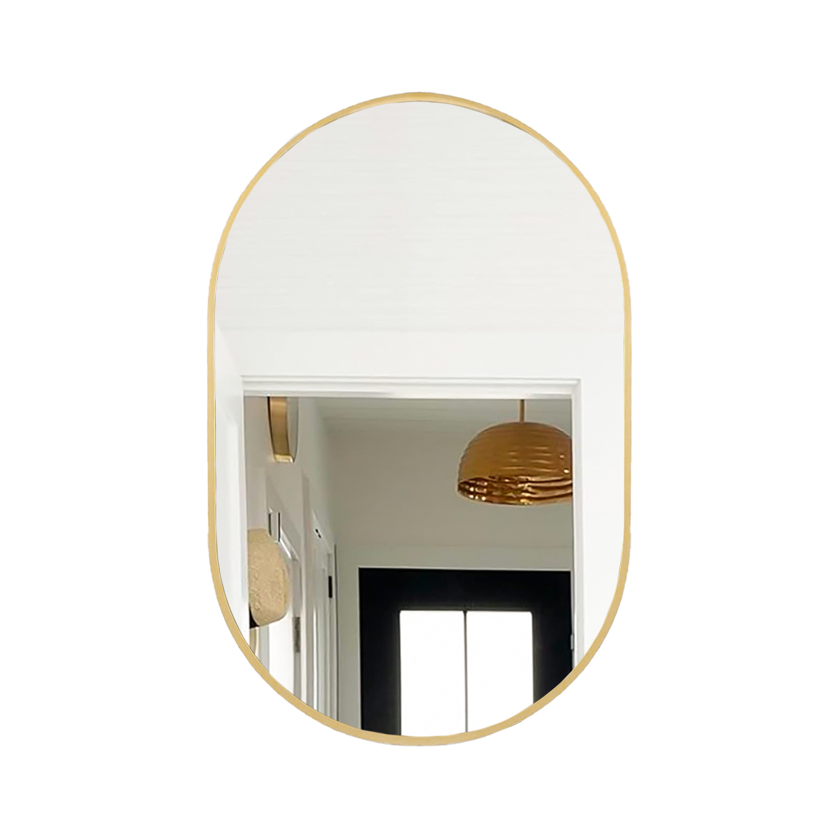 Foto 2 pulgar | Espejo Ovalado de Aluminio Dorado Mate 60x80cm Marca Gravita