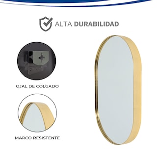 Foto 4 | Espejo Ovalado de Aluminio Dorado Mate 60x80cm Marca Gravita