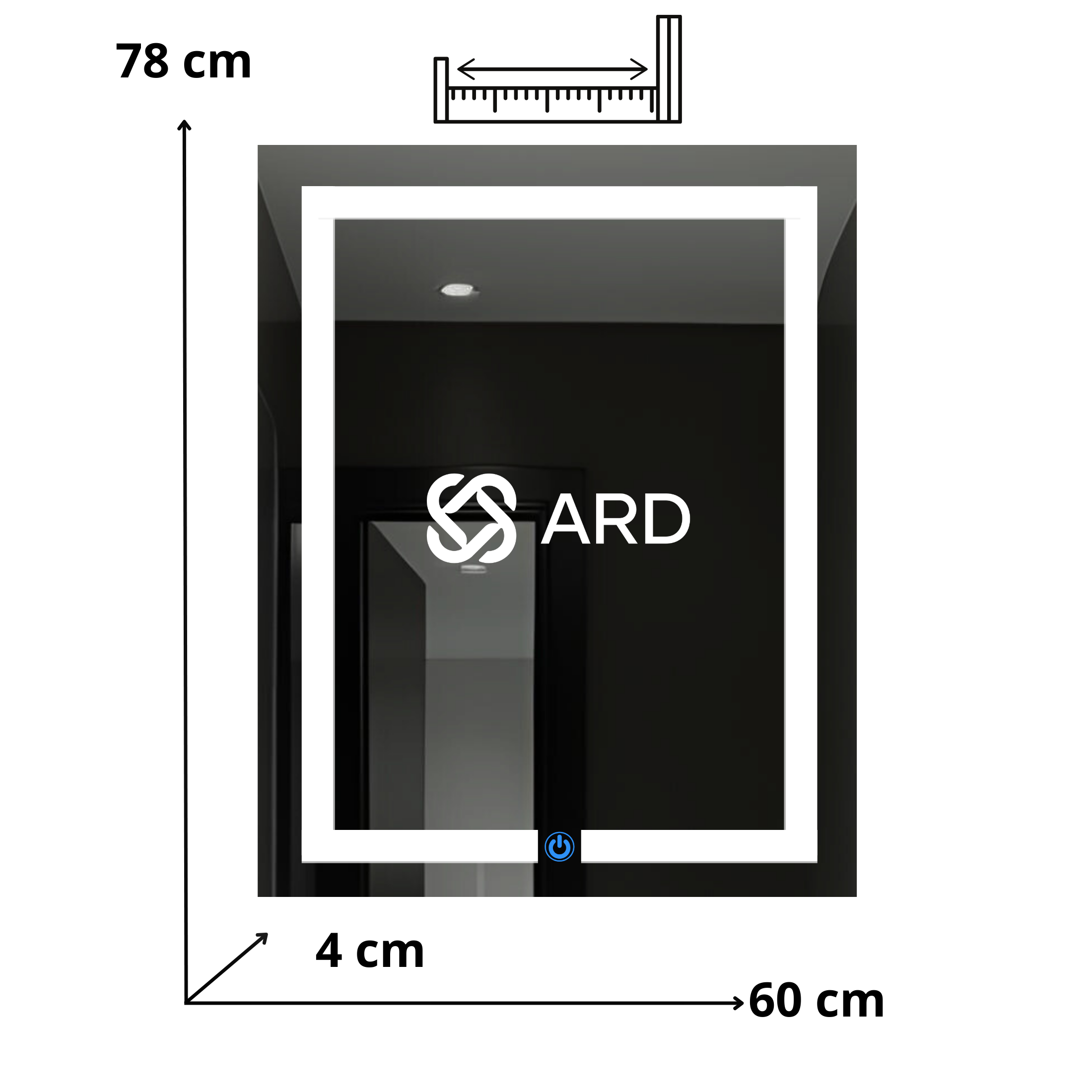 Foto 8 | Espejo Led Ard Glanz Luminous Glass Rectangular 60 x 78