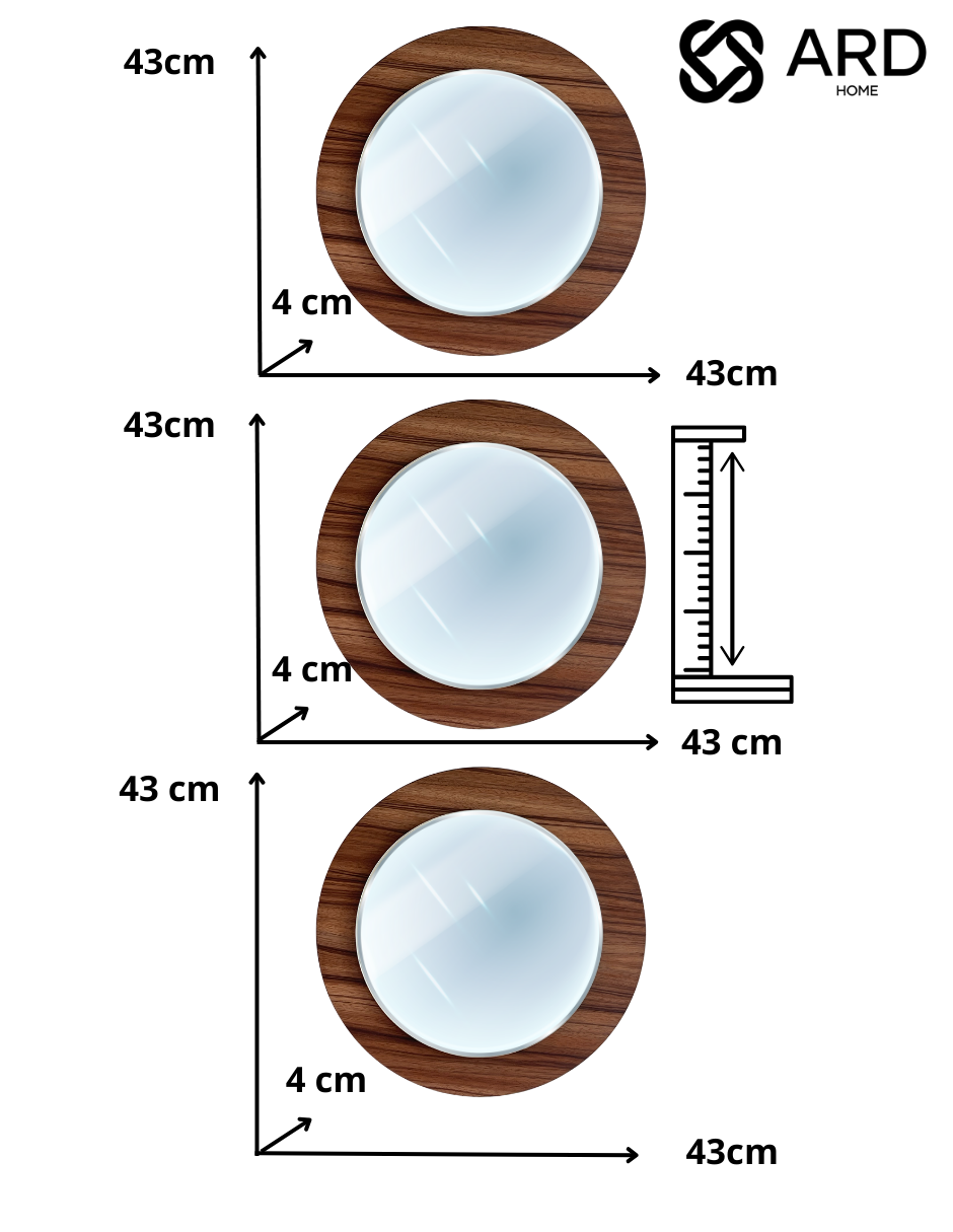 Foto 8 pulgar | Set De 3 Espejos Ard Glanz Oak Redondos 43 Cm