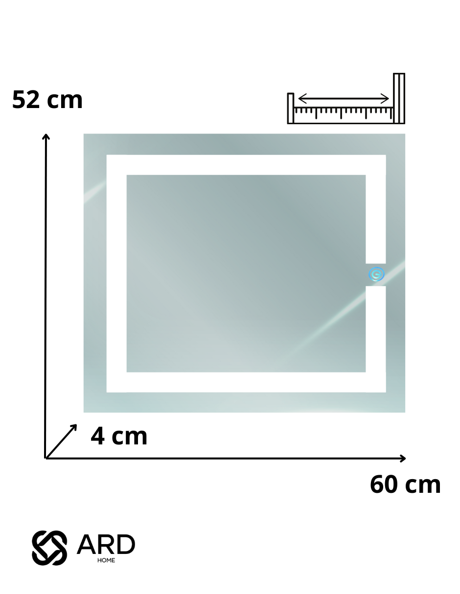 Foto 9 pulgar | Espejo Led Ard Glanz Luminous Glass Rectangular 52 X  60 Cm