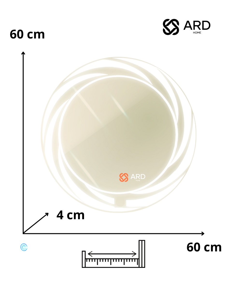 Foto 9 pulgar | Espejo Led Ard Redondo Glanz Luminous Glass Tornado