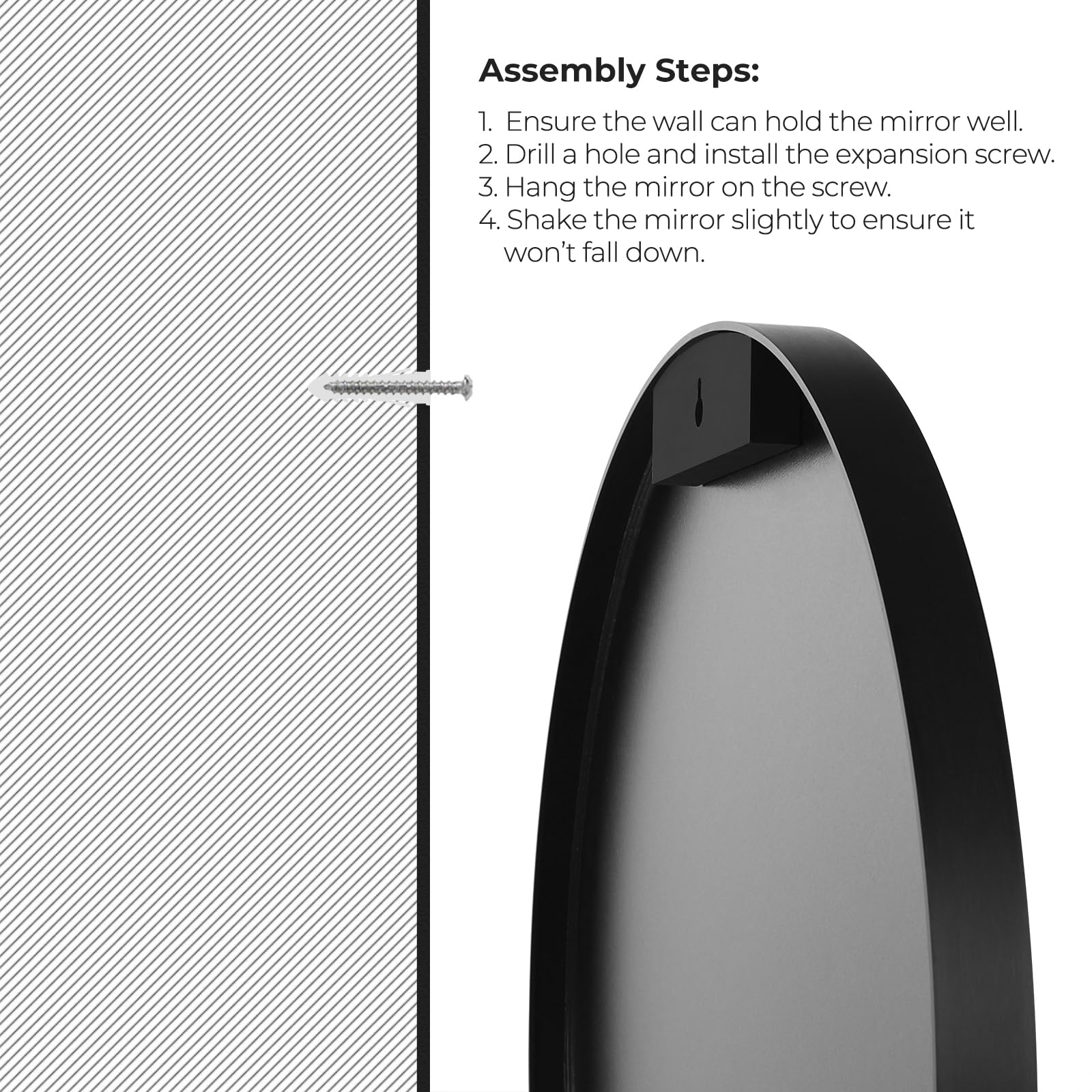 Foto 5 pulgar | Espejo Songmics Redondo Para Pared De Baño De 60 Cm Con Aleación De Aluminio F - Venta Internacional.