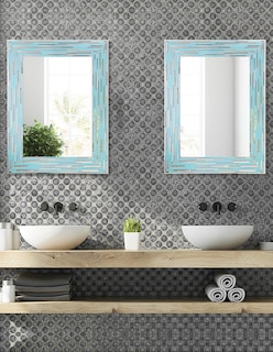 Foto 4 | Espejo Decorativo Impreso Con Azulejos De Vidrio Marino Azul De Caña Sin Marco