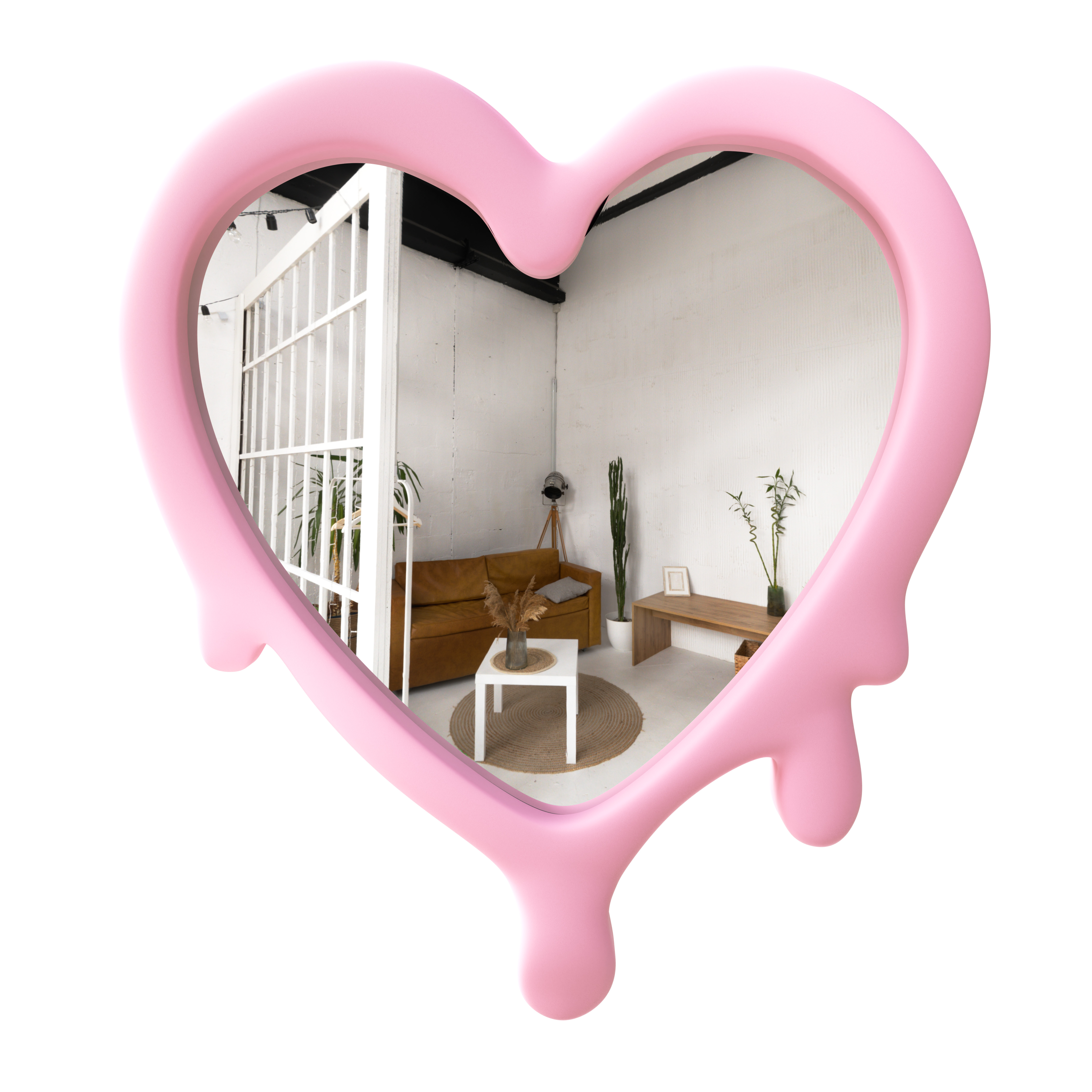 Foto 2 pulgar | Espejo Forma De Corazón Rosa