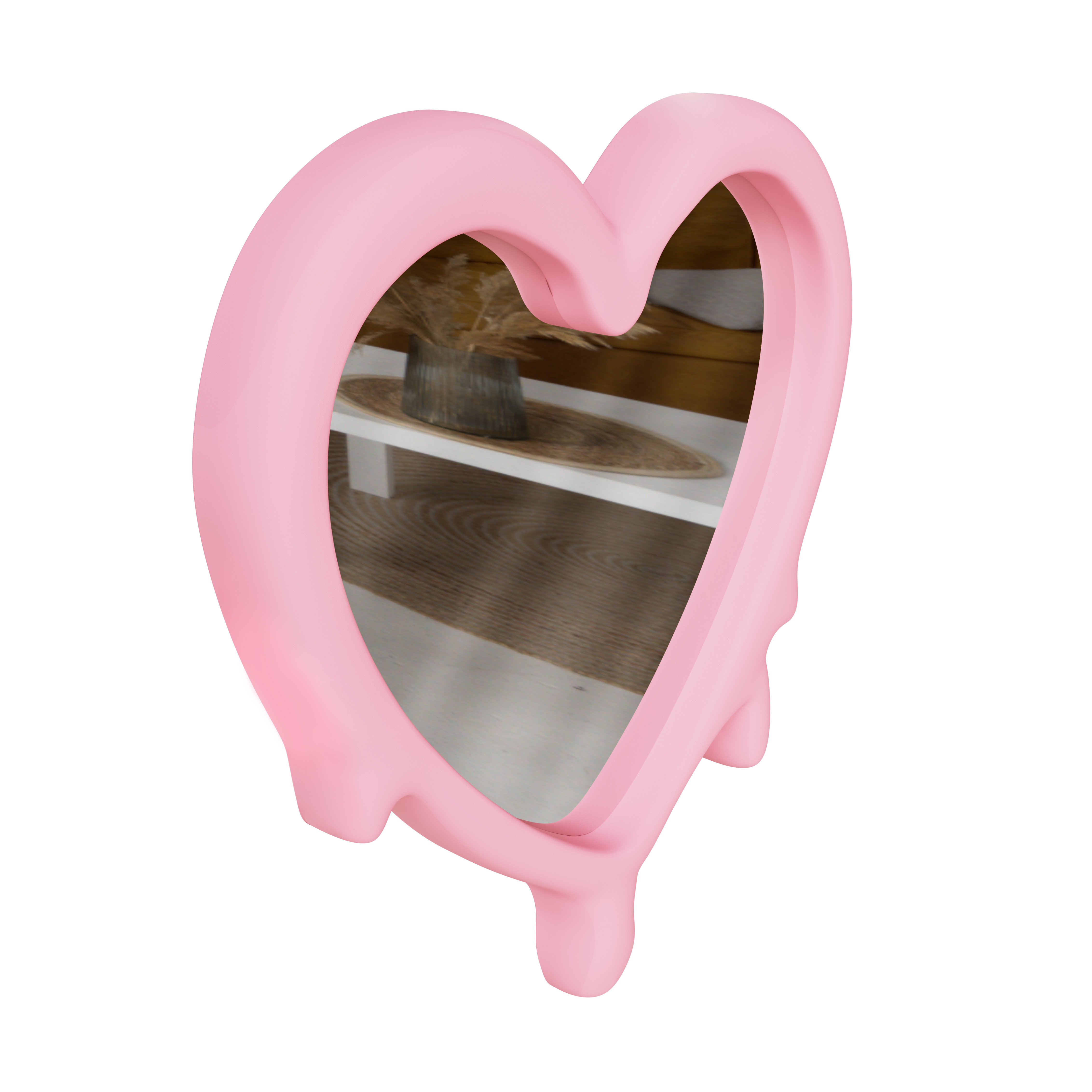 Foto 3 pulgar | Espejo Forma De Corazón Rosa