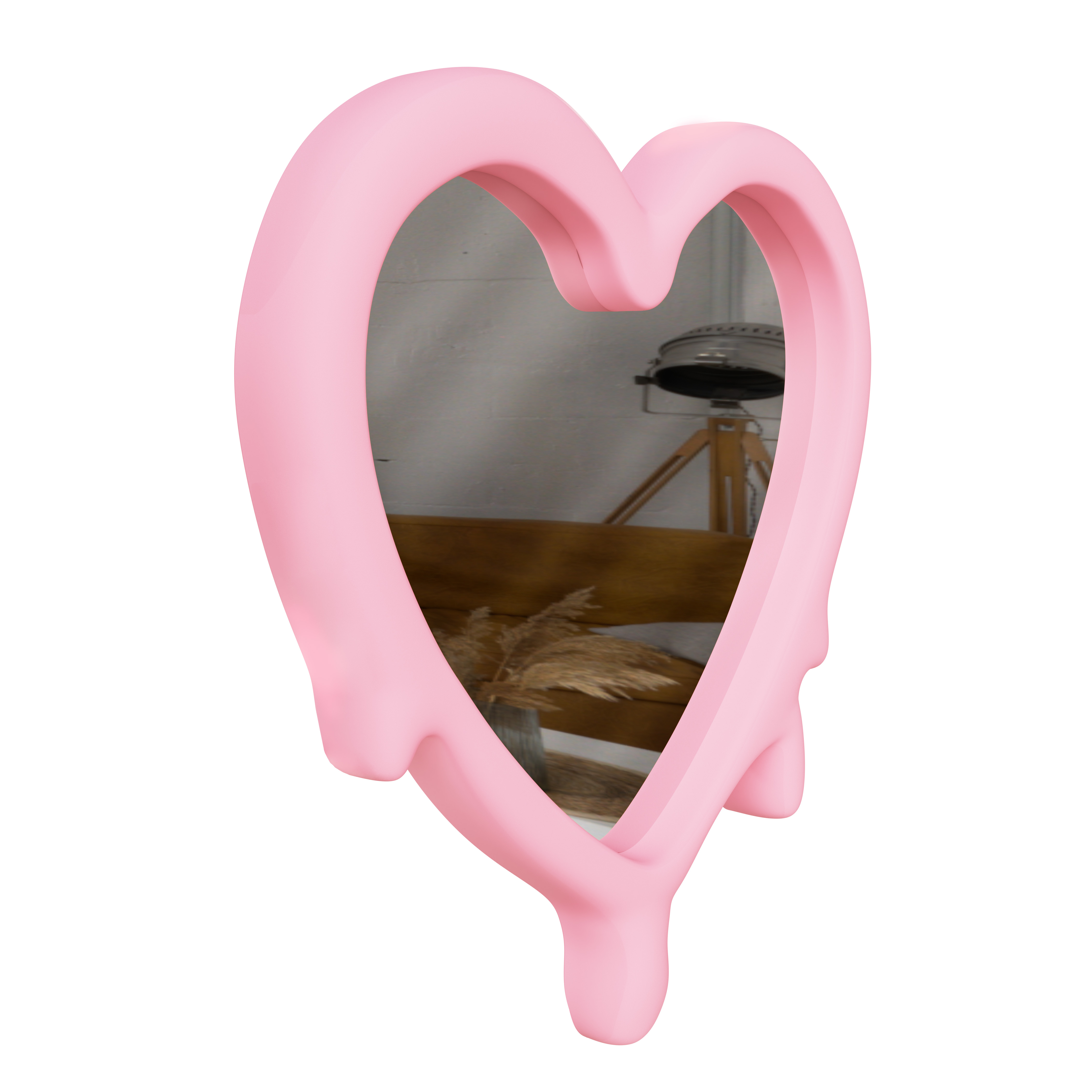 Foto 4 pulgar | Espejo Forma De Corazón Rosa