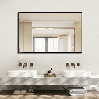 Foto 4 | Espejo Rectangular Con Marco De Aluminio Color Negro Mate De 60x80cm, Marca Gravita