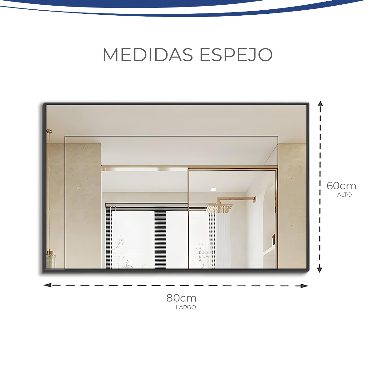 Foto 5 | Espejo Rectangular Con Marco De Aluminio Color Negro Mate De 60x80cm, Marca Gravita