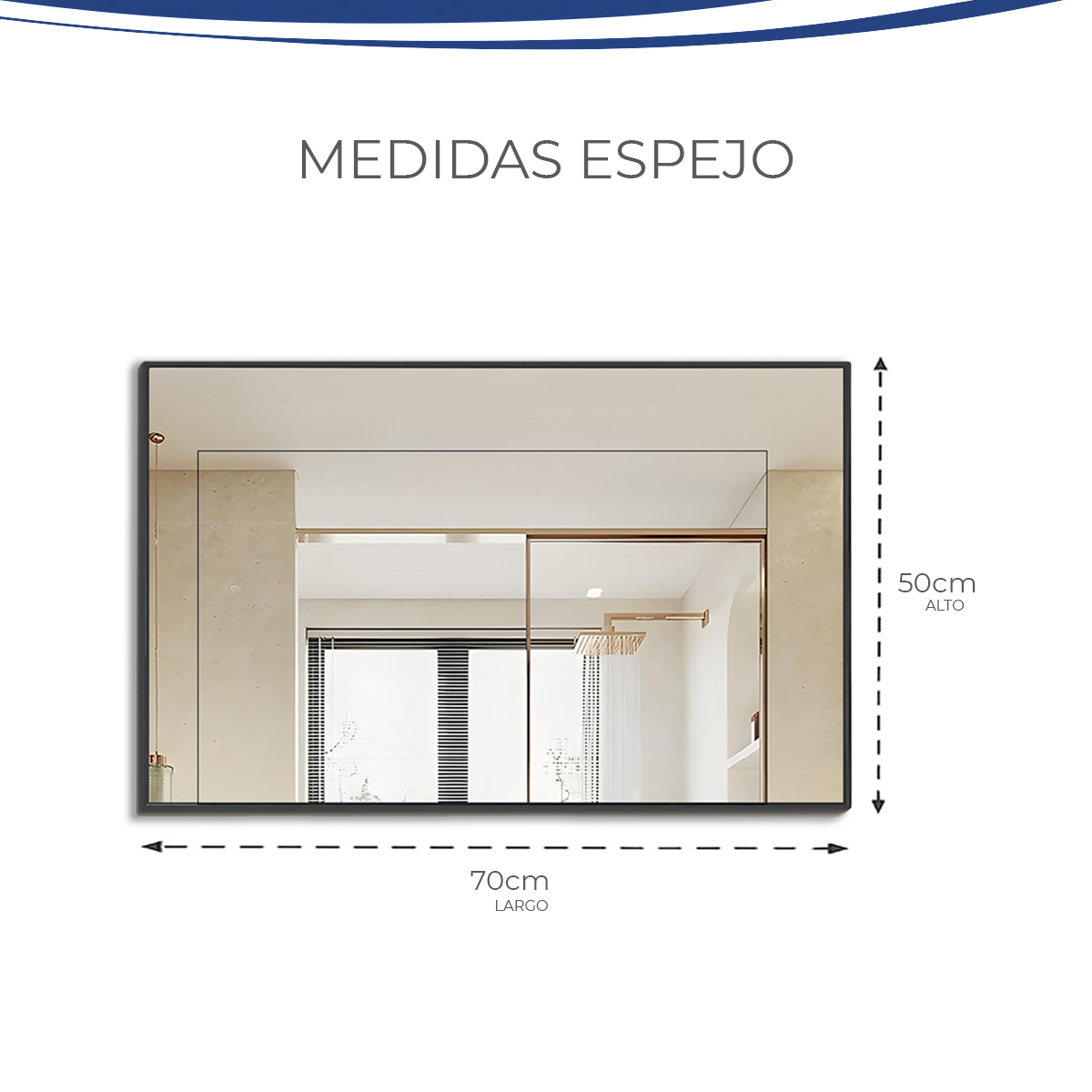 Foto 5 | Espejo Rectangular Con Marco De Aluminio Color Negro Mate De 50x70cm, Marca Gravita