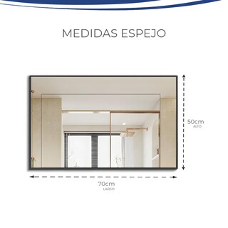 Foto 5 | Espejo Rectangular Con Marco De Aluminio Color Negro Mate De 50x70cm, Marca Gravita