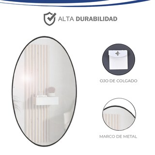 Foto 7 | Espejo Ovalado Con Marco De Aluminio Color Negro Mate De 60x80cm Marca Gravita