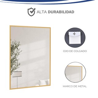 Foto 7 | Espejo Rectangular Con Marco De Aluminio Color Negro Mate De 60x80cm, Marca Gravita