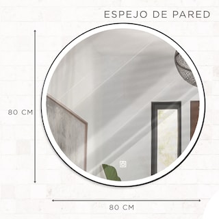 Foto 4 | Espejo Redondo, Con Luz Led Y Marco De Aluminio Acabado Negro Mate 80cm, Marca Gravita