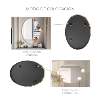 Foto 5 | Espejo Ovalado Con Marco De Aluminio Color Dorado De 60x80cm Marca Gravita