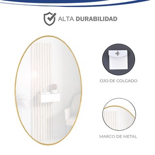 Foto 7 | Espejo Ovalado Con Marco De Aluminio Color Dorado De 60x80cm Marca Gravita