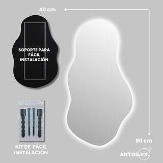 Foto 7 | Espejo Artdejol con Luz Led Cálida Decorativo Forma Irregular Amorfo Minimalista Tamaño 40 x 80 cm