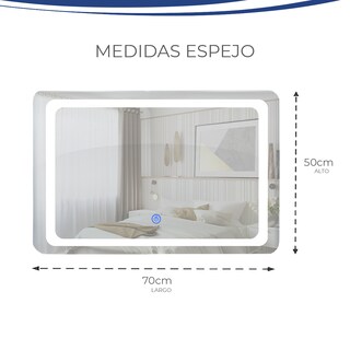 Foto 5 | Espejo Rectangular Gravita Con Luz Led 50x70 cm