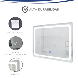 Foto 6 | Espejo Rectangular Gravita Con Luz Led 50x70 cm
