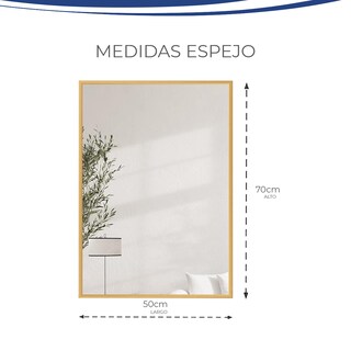 Foto 3 | Espejo Rectangular Gravita con Marco de Aluminio Dorado 50x70 cm