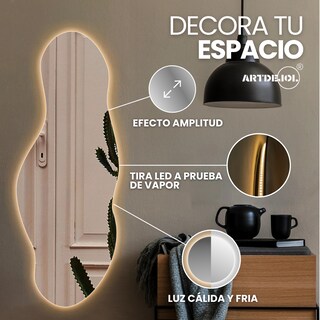 Foto 3 | Espejo Con Luz Led Cálida Decorativo Forma Irregular Amorfo Minimalista Tamaño 60 X 90 Cm