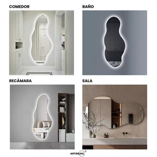 Foto 4 | Espejo Con Luz Led Cálida Decorativo Forma Irregular Amorfo Minimalista Tamaño 60 X 90 Cm