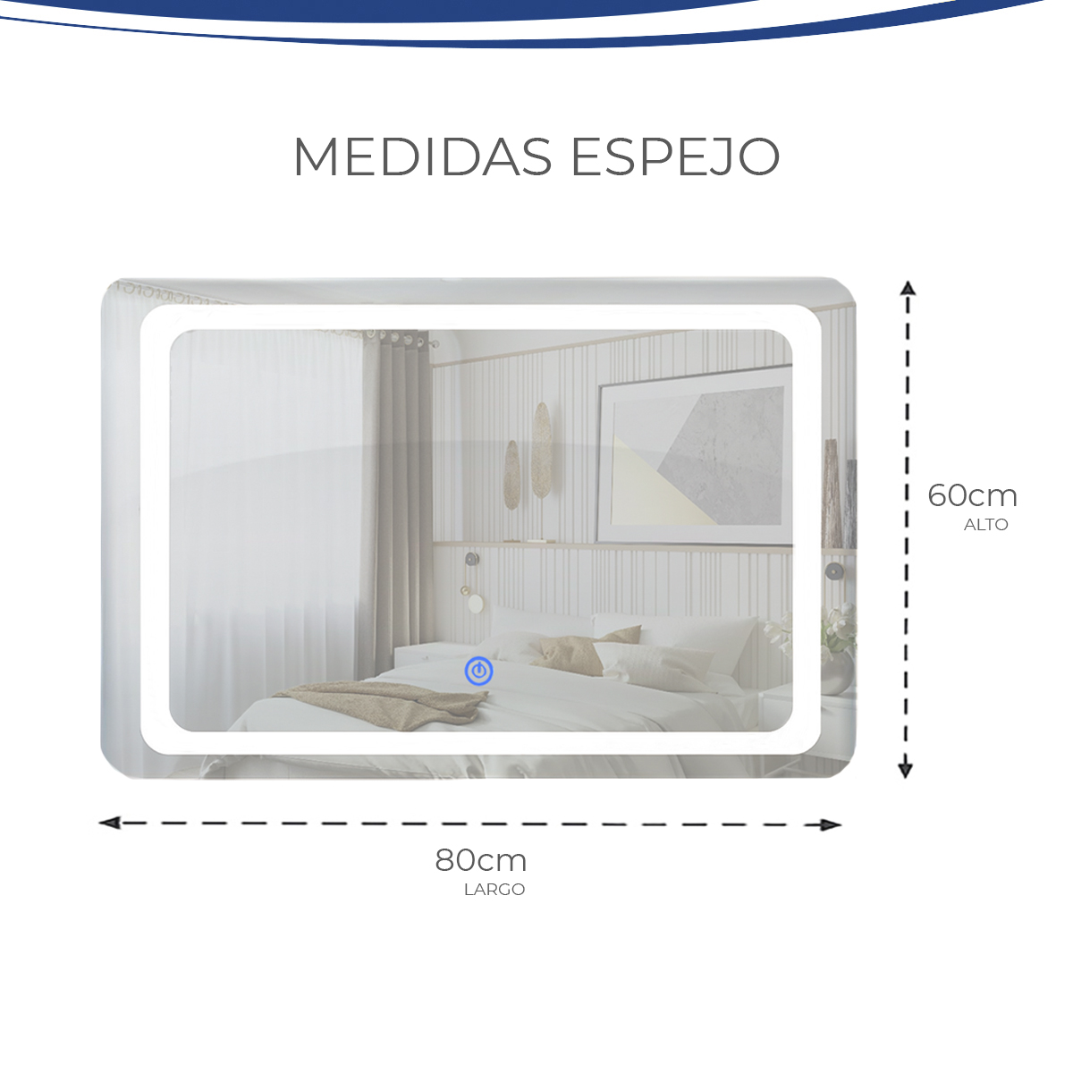 Foto 5 | Espejo Rectangular Gravita con Luz Led de 60 x 80 cm