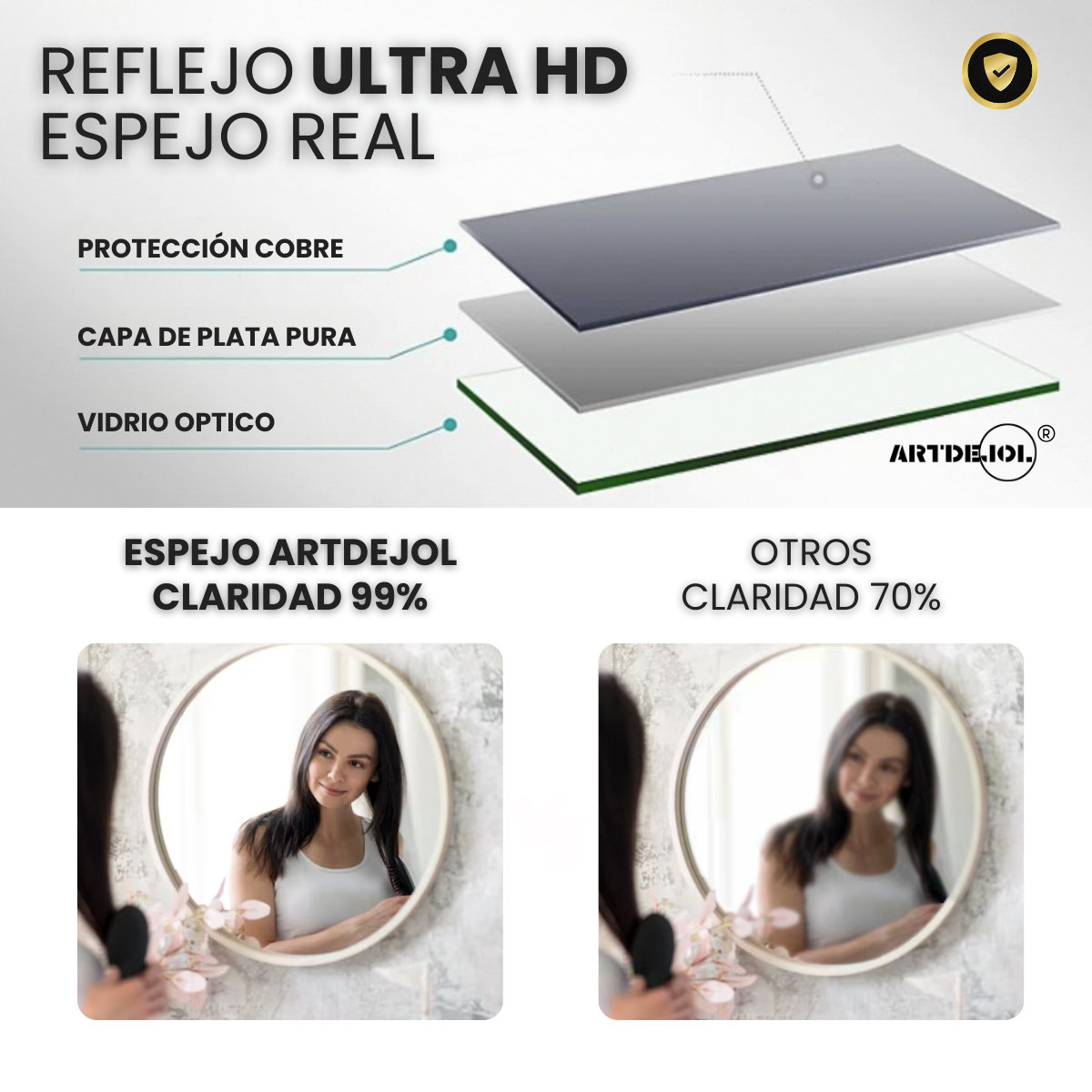 Foto 7 pulgar | Espejo Led Luz Cálida Media Luna 30 X 60 Cm Minimalista Decoración Hogar