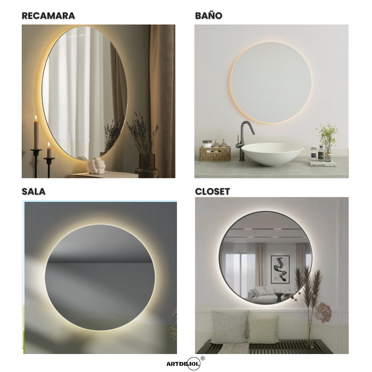 Foto 4 pulgar | Espejo Led Luz Cálida Circular Diámetro 100 cm Imagen Hd
