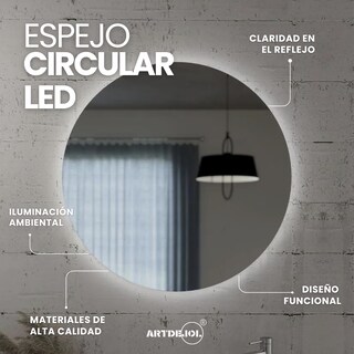 Foto 3 | Espejo Led Luz Cálida Circular Diámetro 120 Cm Imagen Hd