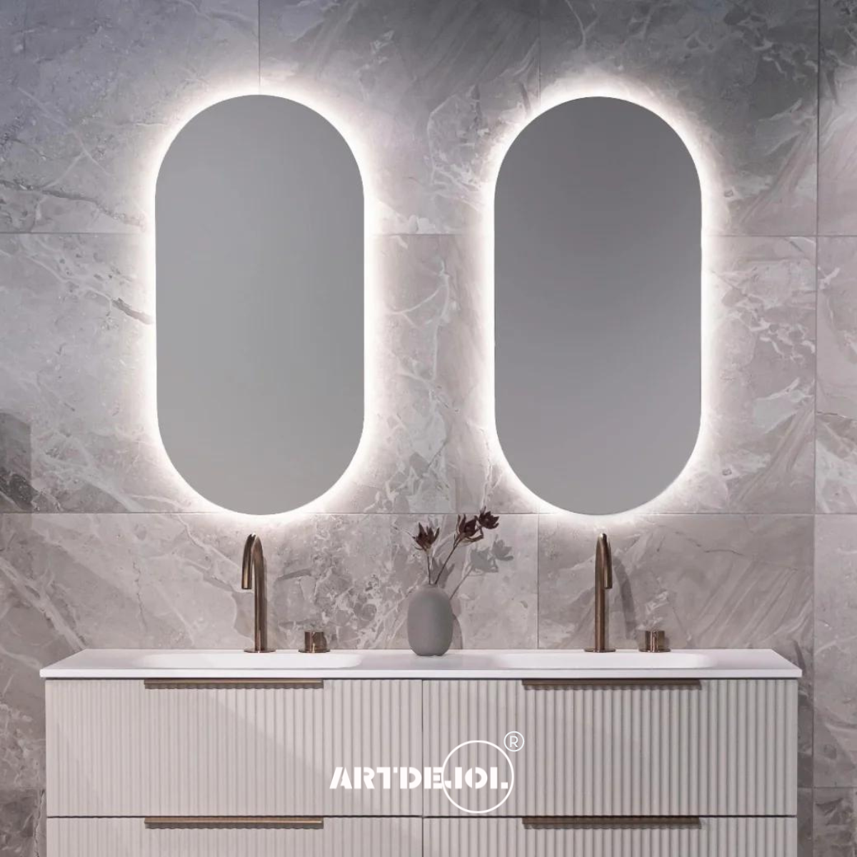 Foto 7 pulgar | Espejo Decorativo Luz Led Cálida Forma Pastilla 30 x 80 cm
