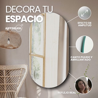 Foto 4 | Espejo Decorativo Forma Pastilla 30 X 80 Imagen Hd