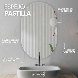 Foto 2 | Espejo Decorativo Forma Pastilla 30 X 50 Imagen Hd