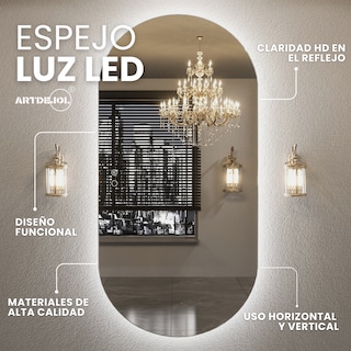 Foto 3 | Espejo Decorativo Forma Pastilla 50 X 70 Luz Led Cálida