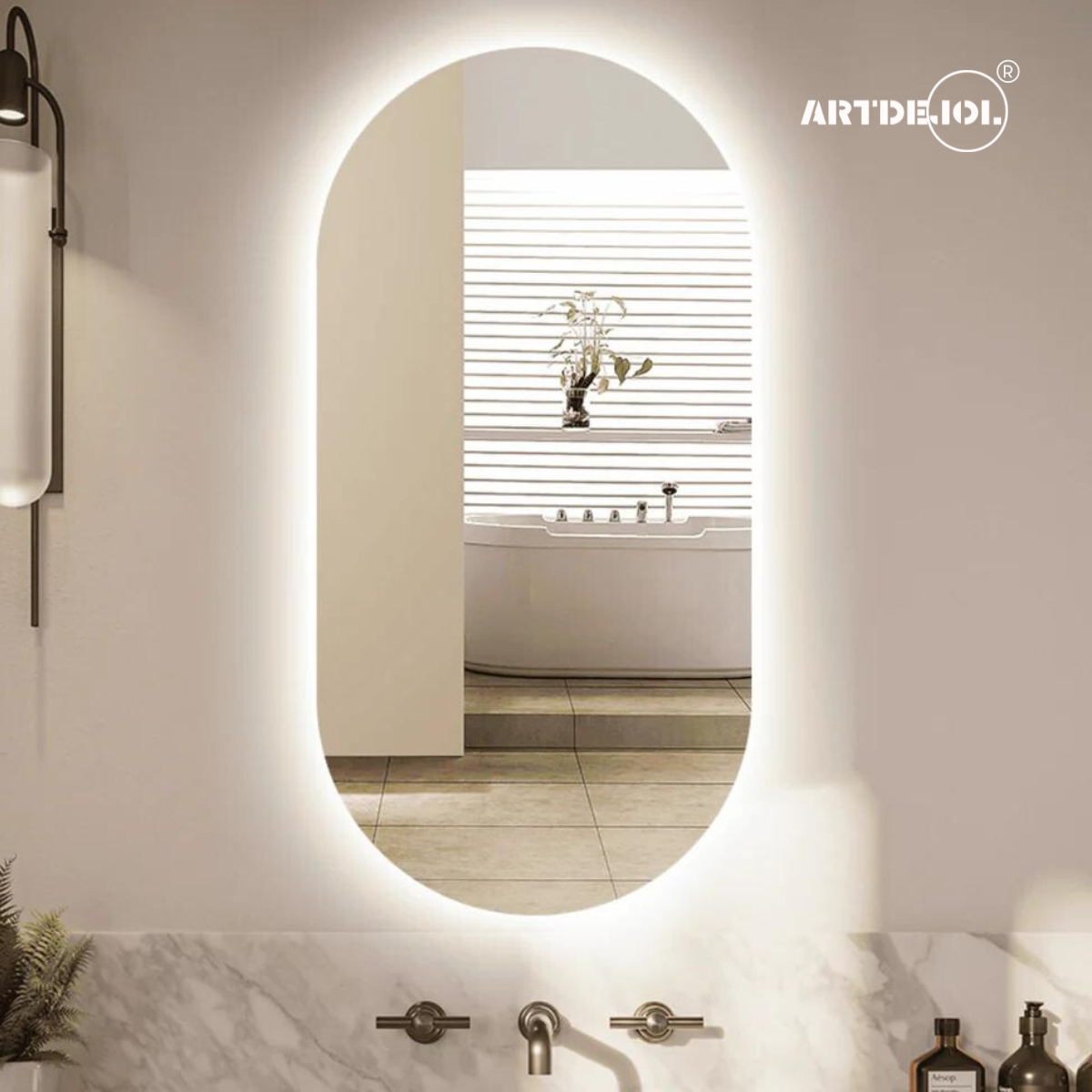 Foto 6 pulgar | Espejo Decorativo Forma  Pastilla 50 X 70 Luz Led Cálida