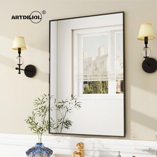Foto 4 | Espejo De Pared Cuadrado Con Marco En Aluminio Negro 70 X 70 Cm