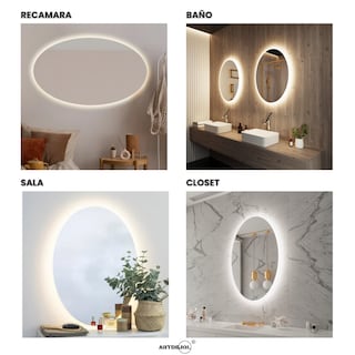 Foto 5 | Espejo Luz Led Cálida Ovalado 70 X 120 Cm Decoración Hogar