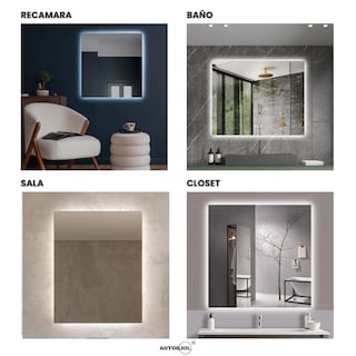Foto 4 | Espejo con Luz Led Cálida Cuadrado 60 x 60 Decoración Hogar
