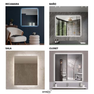 Foto 4 | Espejo con Luz Led Cálida Cuadrado 80 x 80 Decoración Hogar
