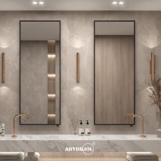 Foto 4 | Espejo Artdejol Rectangular con Marco Aluminio Metálico Negro 40 x 70 cm