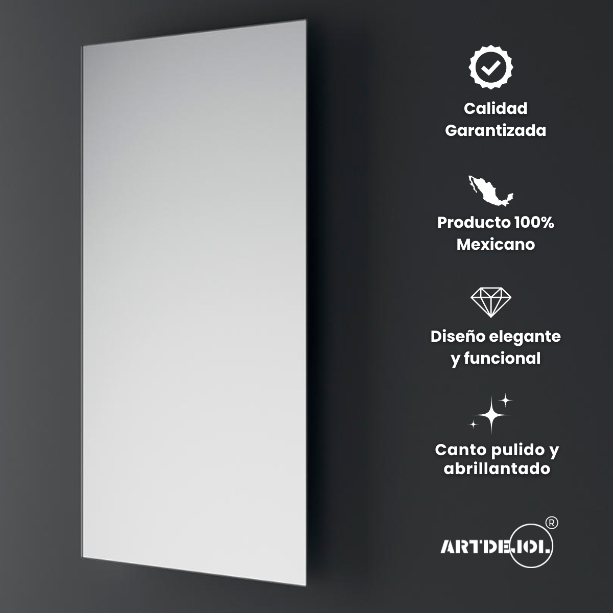 Foto 7 pulgar | Espejo Rectangular Con Luz Led Cálida 70x100 Cm Decoración Hogar
